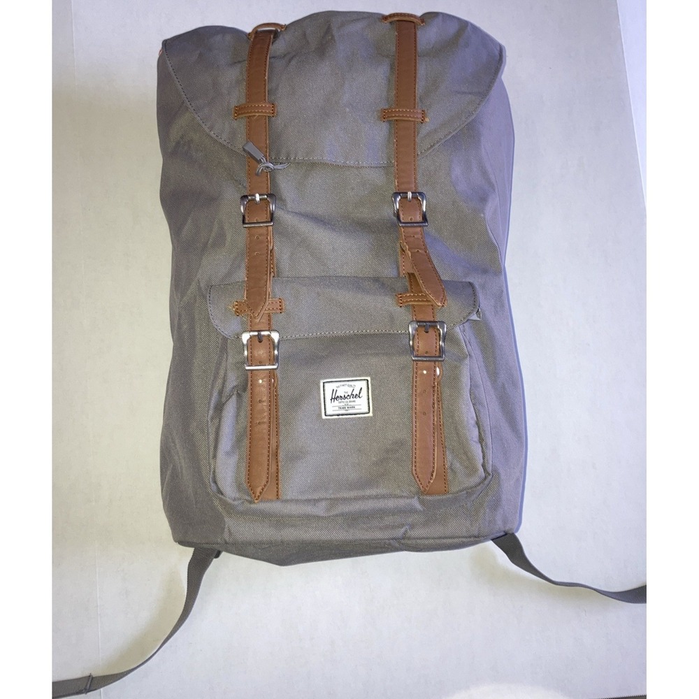 Herschel Little America Mid Laptop Backpack Grey & Red/White Stripe Lining - Picture 2 of 16